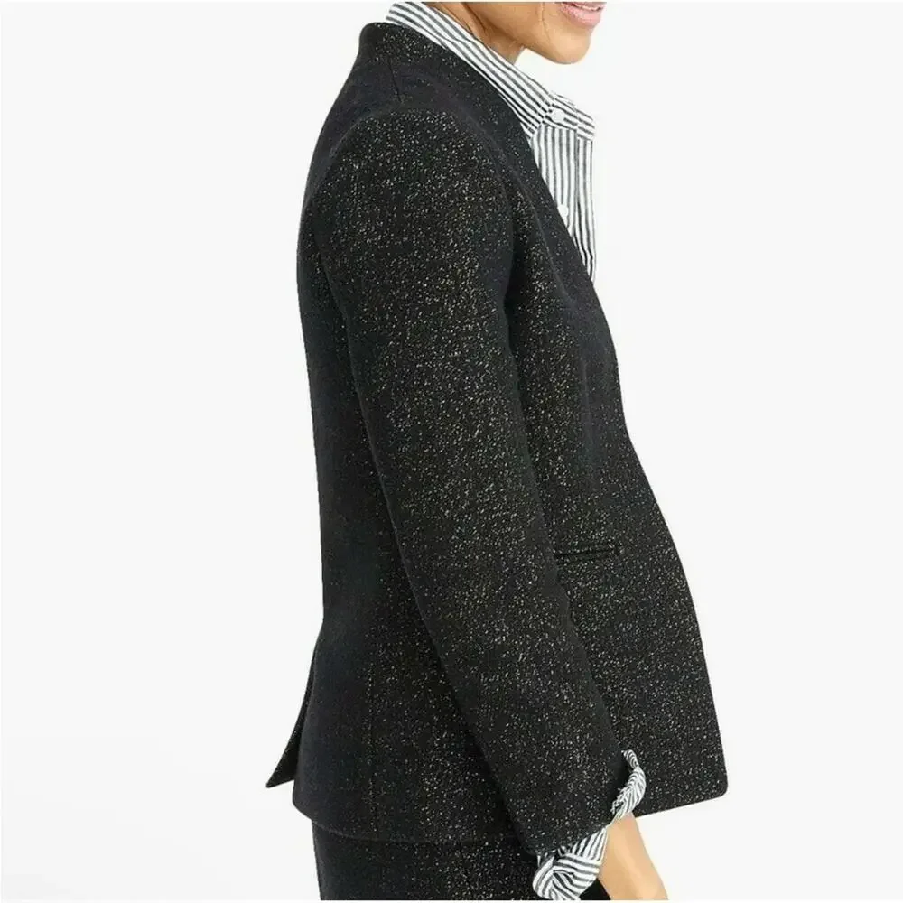 J. Crew Going Out Slim Fit Blazer in Black Tinsel Tweed Size 4